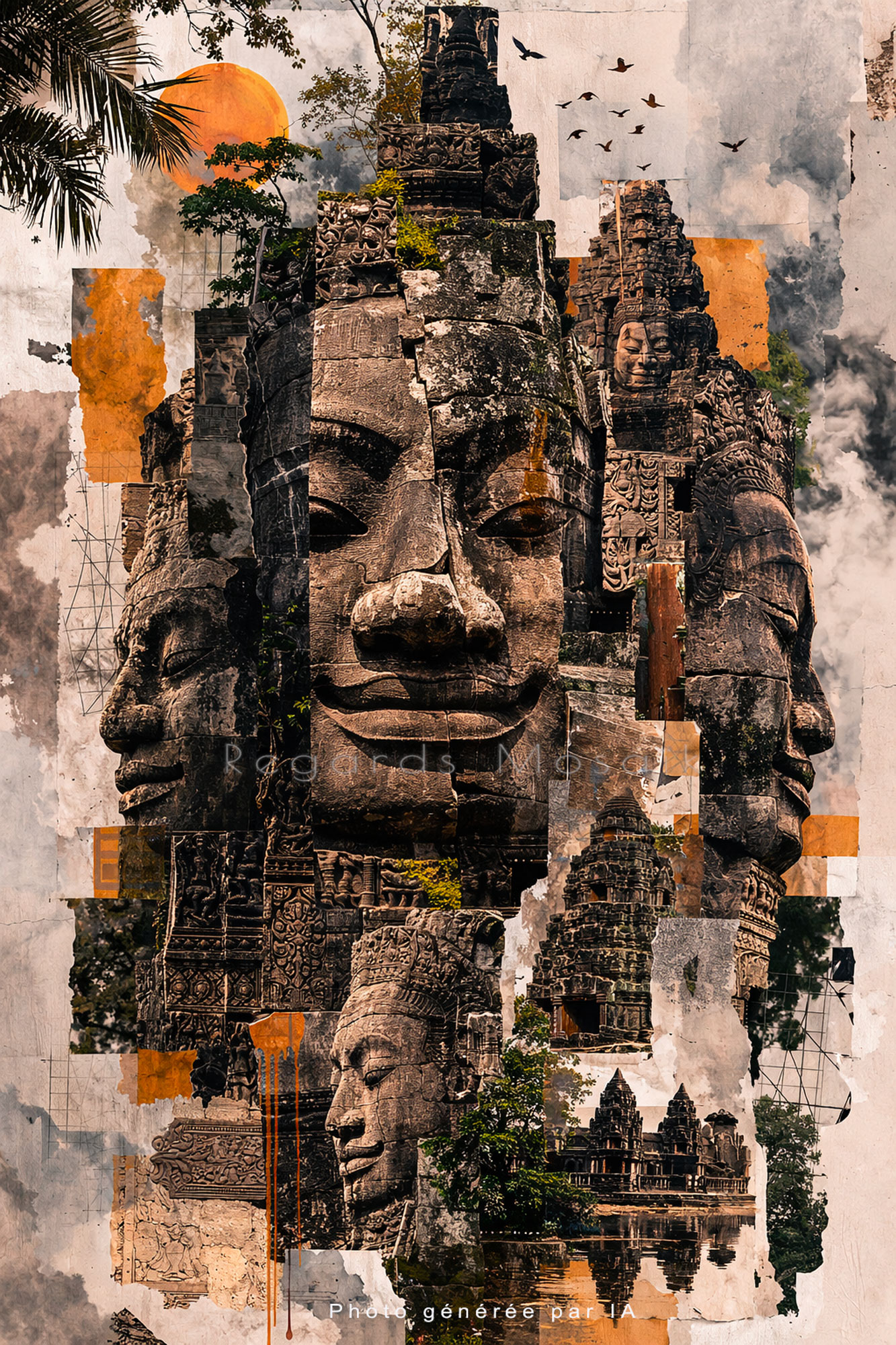 Visages stylisés temple Anghor Thom